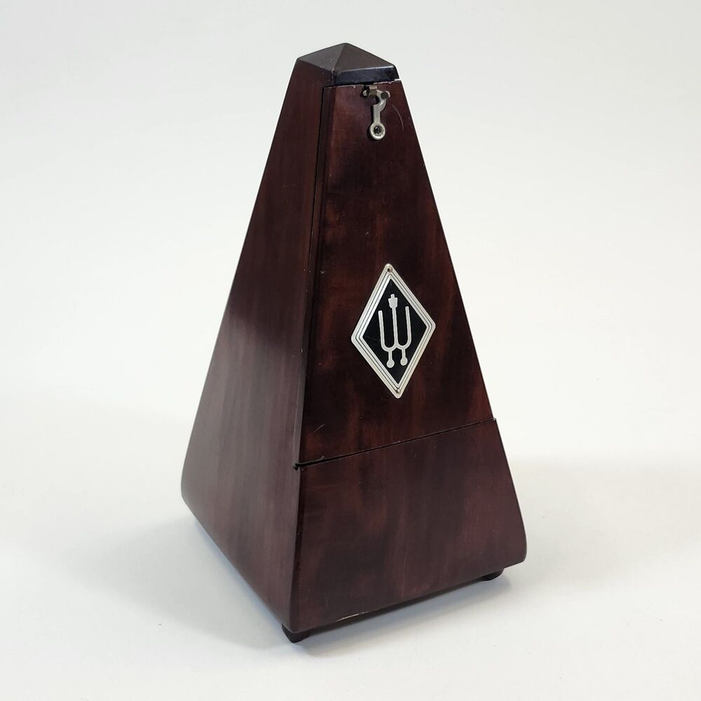 Wittner Maelzel Wood Pyramid Metronome Wind Up Bell Works Made Germany Vintage